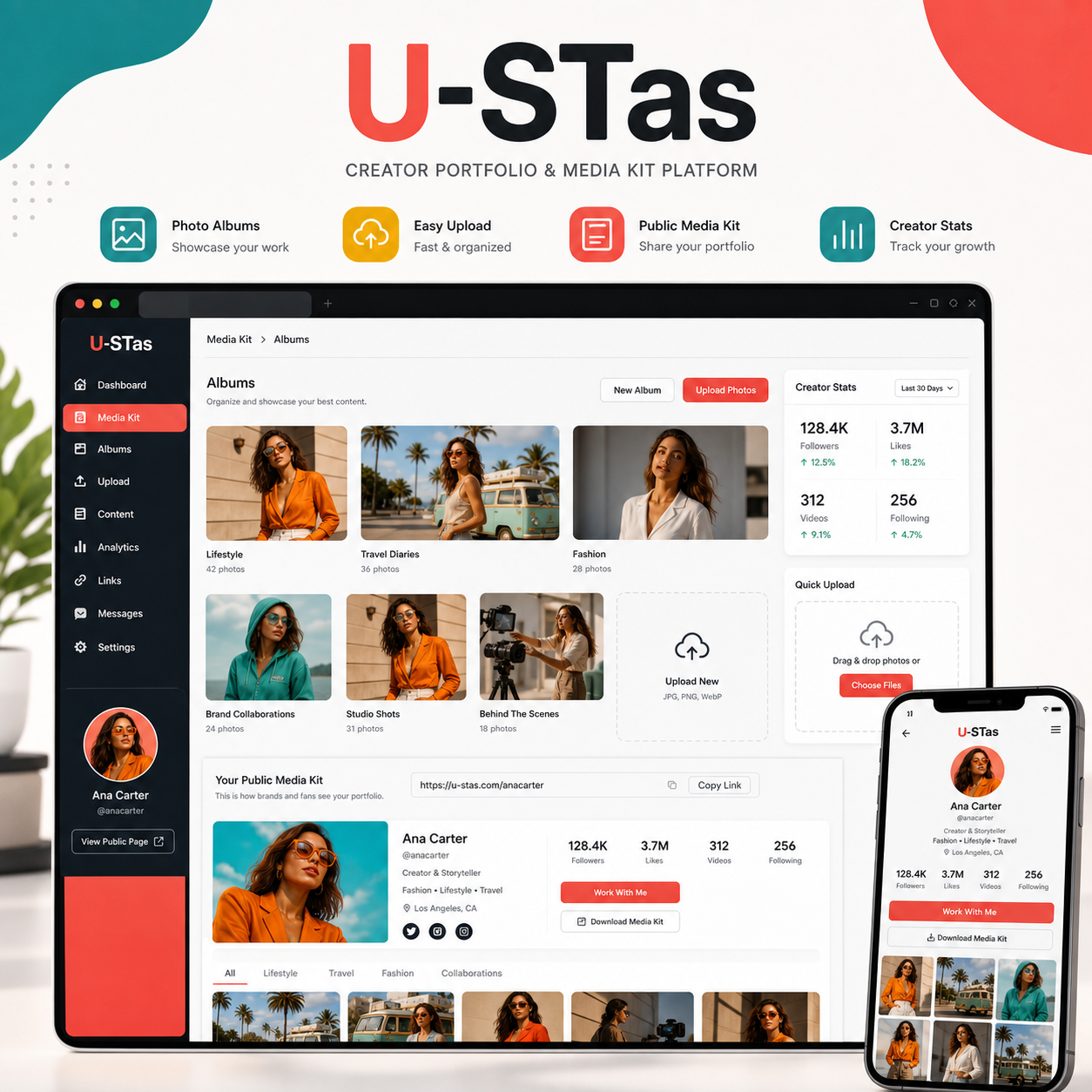 U-STas creator dashboard preview